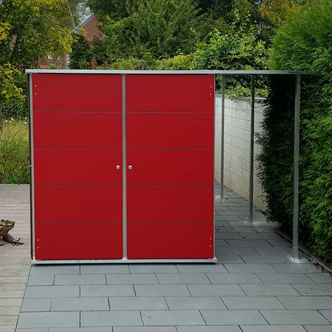 Garden cabinet with bicycle shelter