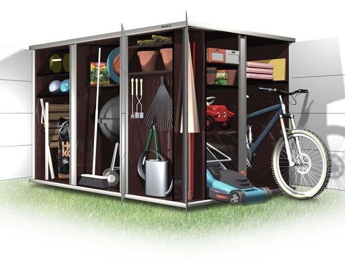 Garden shed with bike shelter, modern